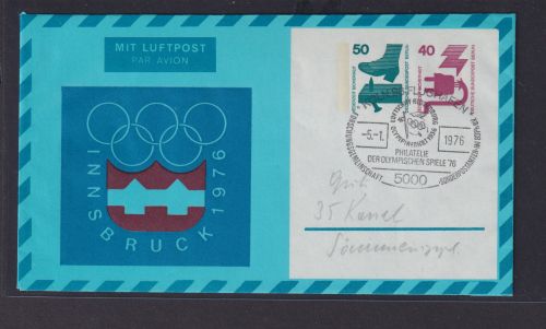 Berlin Privatganzsache Sport Olympia 2 Wertstempel Unfallverhütung 50 neben 40 P