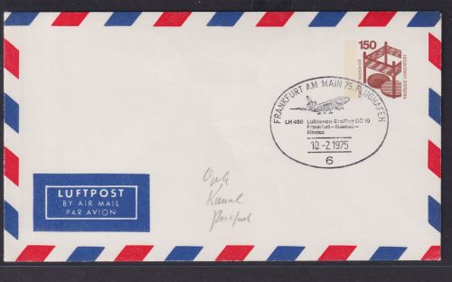 Flugpost airmail Briefmarken Bund Privatganzsache Unfallverhütung Frankfurt LH