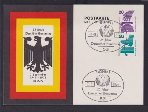Bund Privatganzsache 2 WST Unfallverhütung Poltik 25 Jahre Bundestag Bonn 1974