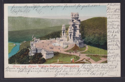 Ansichtskarte Hohensyburg Kaiser Wilhelm Denkmal Ruhr Fluss Landschaft Wald ab