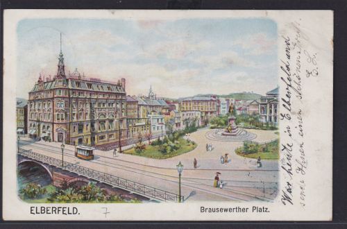 Litho Ansichtskarte Künstlerkarte Elberfeld Wuppertal Brauserwerther Platz
