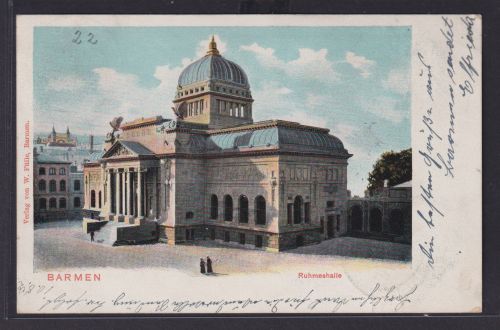 Ansichtskarte Barmen Wuppertal Ruhmeshalle NRW nach Altona Ottensen Verlag W.