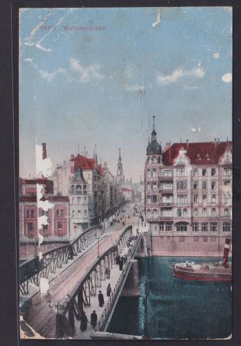 Ansichtskarte Künstlerkarte Posen Walischeibrücke Preussen Warthe Fluss Polen