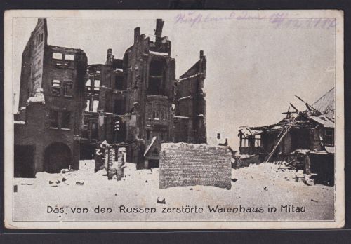 Ansichtskarte Mitau Lettland v. Russen Zerstörtes Warenhaus 1. Weltkrieg