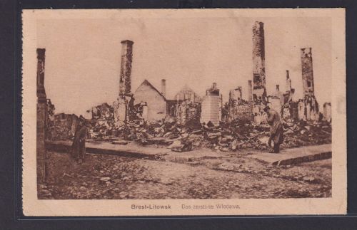 Ansichtskarte Brest Litowsk Rußland Wlodawa Zerstörte Stadt Polen Vertrag