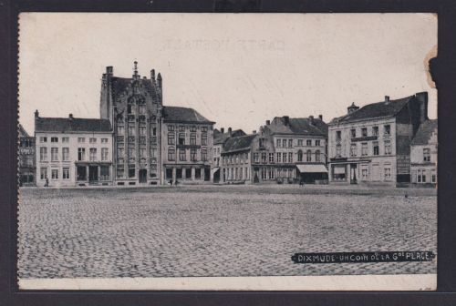 Ansichtskarte Dixmude Belgien Westflandern Großer Platz Häuser Feldpost nach