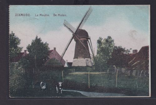 Ansichtskarte Dixmude Windmühle Belgien nach Zwickau Sachen Feldpost