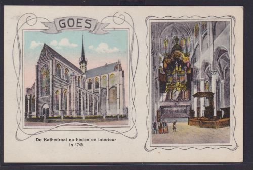 Ansichtskarte Künstlerkarte Goes Kathedrale Innen Außenansicht Niederlande
