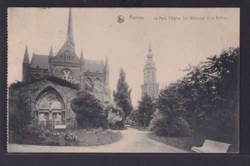Ansichtskarte Furnes Kirche Park Norwegen Feldpost nach Wolfenbüttel