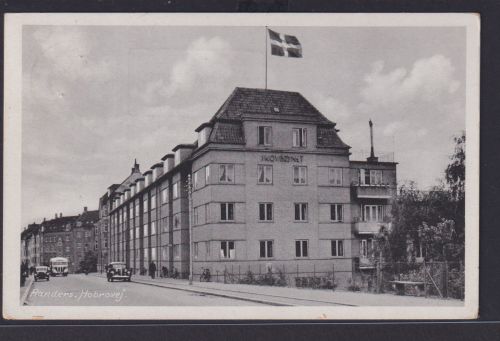 Ansichtskarte Randers Strassenansicht Oldtimer Dänemark nach Wien Marke entfernt