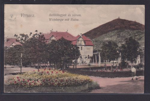 Ansichtskarte Versecz Serbien Weinberg Krankenhaus Berge nach Wien 07.09.1913