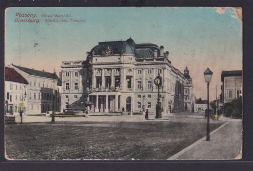 Ansichtskarte Pressburg Bratislawa Städtisches Theater Slowakei Marke entfernt