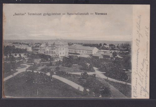 Ansichtskarte Versecz Serbien Sanatorium Krankenhaus Naturheilanstalt nach Wien