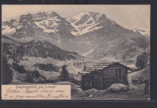 Ansichtskarte Engstligenthal Bern Schutzhütte Gebirge Schneegipfel ab