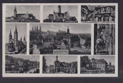Ansichtskarte Bamberg Michelsberg Altenburg Dom Domreiter Rathaus Concordia