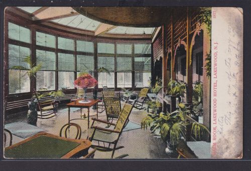 Ansichtskarte Lakewood New York Hotel Lakewood Palmen Raum Erholung 20.01.1907