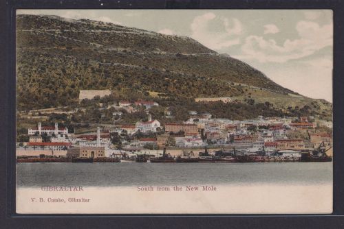 Ansichtskarte Gibraltar New Mole Meer Schiffe Ortsansicht Landschaft nach Wien