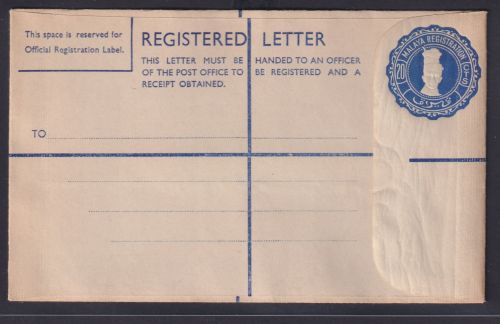 Ganzsache British Malaya Einschreibeumschlag EU 20 cts blau postal stationery