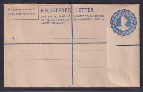 Ganzsache British Malaya Einschreibeumschlag EU 20 cts blau postal stationery