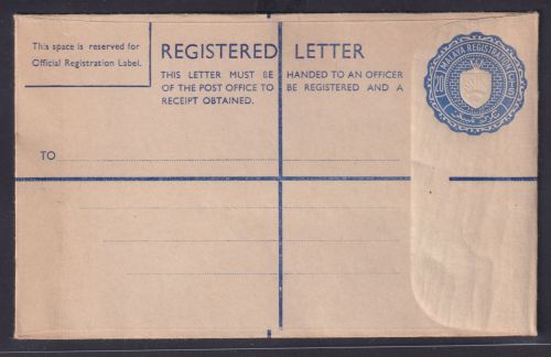 British Malaya Ganzsache Einschreibeumschlag EU 20 cts blau postal stationery