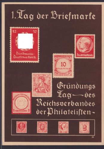 Deutsches Reich Brief Privatganzsache Philatelie Tag der Briefmarke Hindenburg