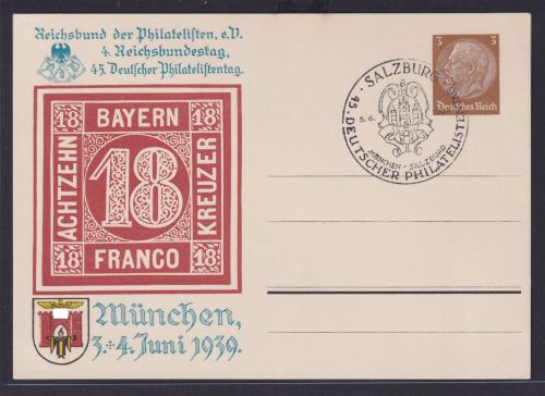Salzburg Ostmark Deutsches Reich Brief Privatganzsache Philatie WST Hindenburg