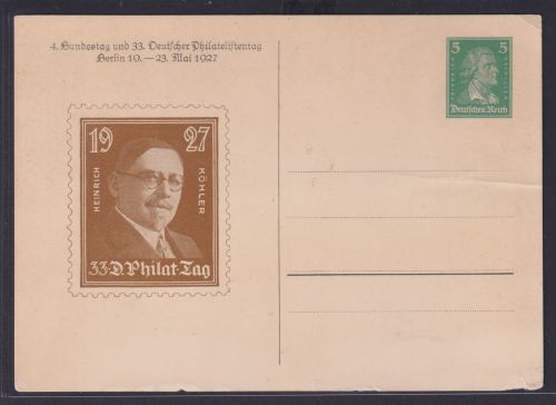 Deutsches Reich Privatganzsache Bedeutende Deutsche Philatelie Köhler Berlin