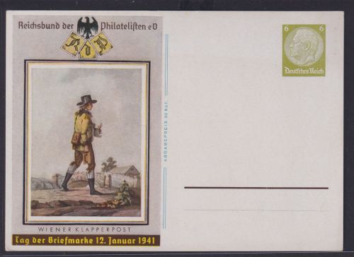 Deutsches Reich Privatganzsache Philatelie Tag der Briefmarke Klapperpost Wien