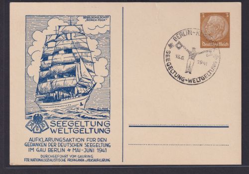 Briefmarken Deutsches Reich Privatganzsache Gorch Fock Seegeltung Weltgeltung
