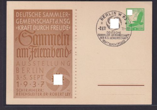 Deutsches Reich Privatganzsache 5 Pf. Flugpost Adler SST KDF Berlin Sammler