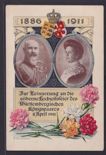 Briefmarken Deutsches Reich Privatganzsache Königspaar Württemberg Blumentag