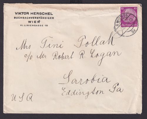 Österreich Ostmark Deutsches Reich Brief EF 40 Hindenburg 6 Wien 56 nach Lavobia