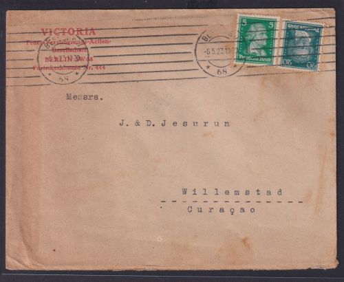 Deutsches Reich Brief Destination Beethoven Schiller Berlin Curacao
