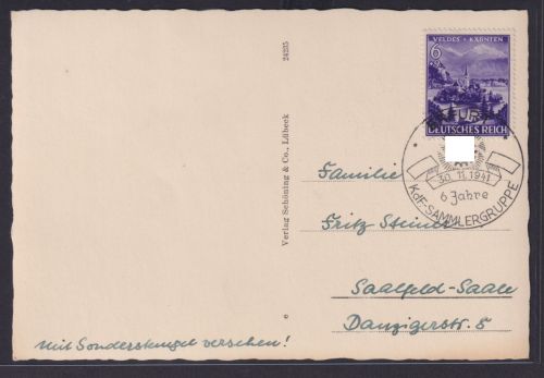 Deutsches Reich Propaganda EF 807 SST Erfurt KdF Sammlergruppe a Ansichtskarte