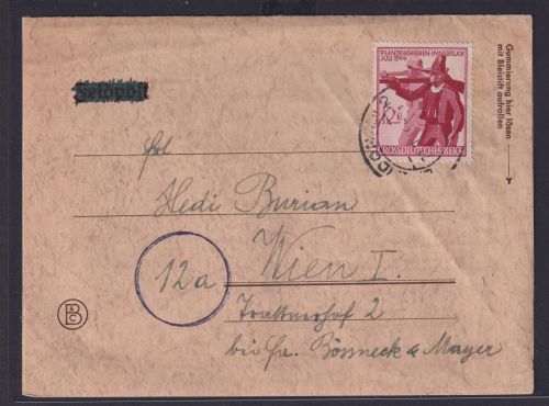 Ostmark Linz Deutsches Reich Brief EF 898 Landesschießen Tirol Österreich n Wien
