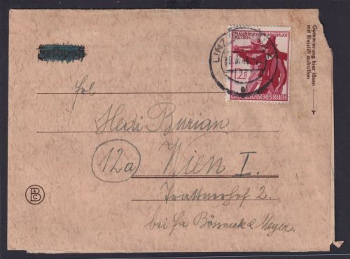 Ostmark Linz Deutsches Reich Brief EF 898 Landesschießen Tirol Österreich n Wien