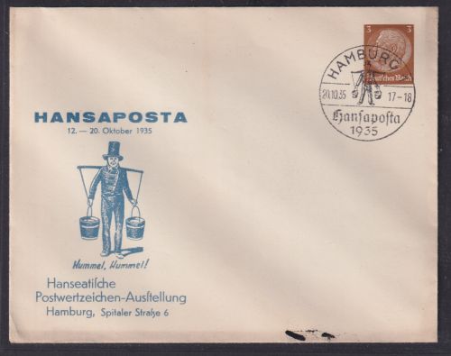 Deutsches Reich Brief Privatganzsache Hindenburg 3 Pfg. braun Hansaposta Hamburg