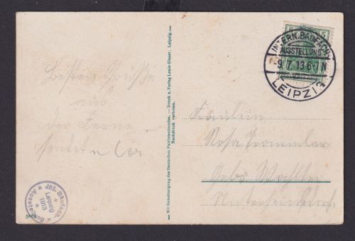 Ansichtskarte Künstlerkarte Leipzig Völkerschlachtendenkmal selt. Stempel Intern