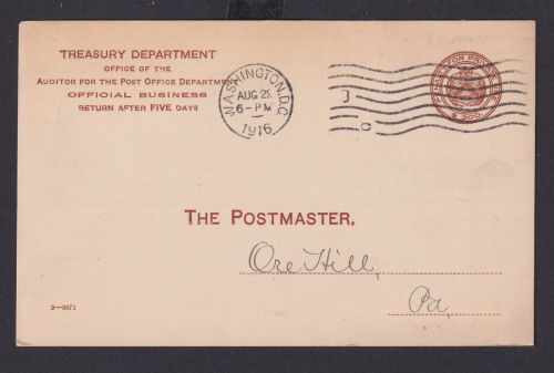 USA Ganzsache Postsache Penalty for privat USE 300 braun Washington 22.8.1916