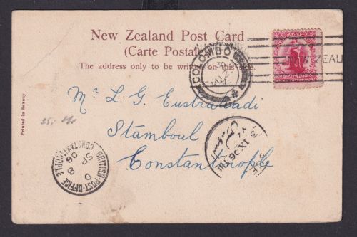 Neuseeland Colombo Ansichtskarte Auckland n Constantinopel Istanbul British Post