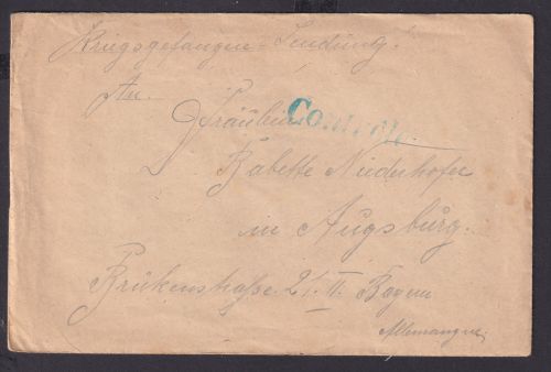 KGF Kriegsgefangenenpost Feldpost aus Frankreich n Augsburg Bayern I. Weltkrieg