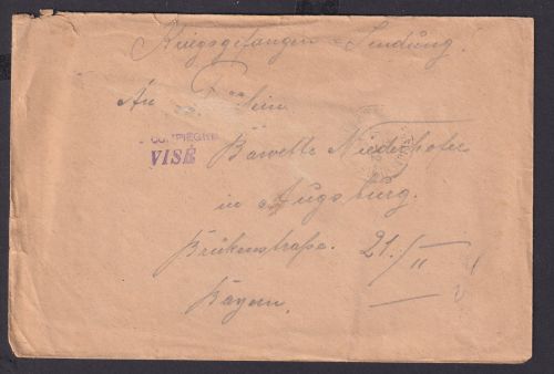 KGF Kriegsgefangenenpost Feldpost aus Frankreich n Augsburg Bayern I. Weltkrieg