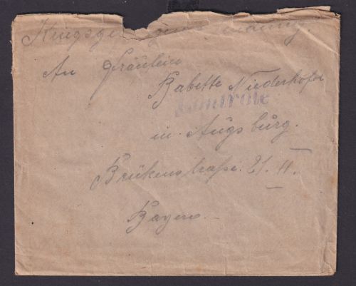 KGF Kriegsgefangenenpost Feldpost aus Frankreich n Augsburg Bayern I. Weltkrieg