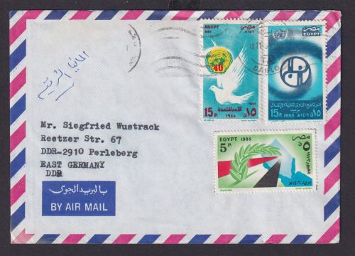 Flugpost Ägypten Brief MIF Kairo nach Perleberg DDR