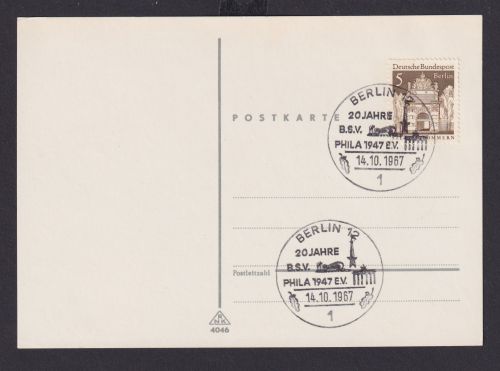 Berlin Brief inter Umschlag + Stempel Brandenburger Tor Philatelie Phila 1967