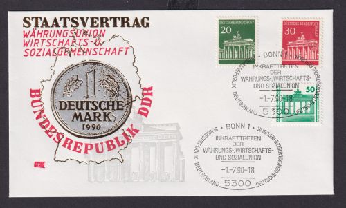 Berlin toller Umschlag Staatsvertrag Brandenburger Tor Münzue 1 Deutsche Mark