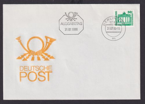 DDR Brief EF Brandenburger Tor mit in gelb geprägtem Posthorn Deutsche Post