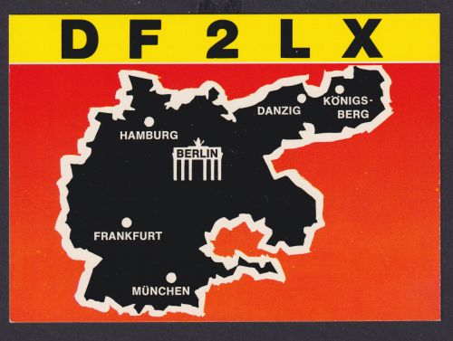 Berlin selt. Amateurfunk Anlasskarte DF2LX Deutschland mit Danzig + Königsberg