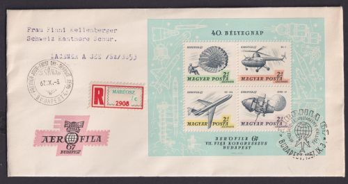 Flugpost Ungarn R Brief Block 57 A Luftpostmarken Ausstellung Air Fila nach