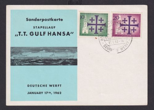 Bundesrepublik Brief Schifffahrt Stapellauf T.T. Gulf Hansa Deutsche Werft